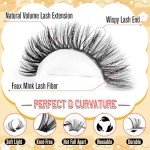 Lash Clusters Kit 30D-100D Wispy Eyelash Extension Kit 474pcs Individual Lashes 8-16MM Cluster Eyelash Extensions DIY Lash Extension Kit D-Curly Eyelash Clusters with Lash Bond and Seal Lash Tweezers