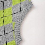 Hyipels Women's Sweater Vest,Y2K Sleeveless Pattern Preppy Style Knitted Crop Tank Top for Girl