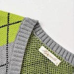 Hyipels Women's Sweater Vest,Y2K Sleeveless Pattern Preppy Style Knitted Crop Tank Top for Girl