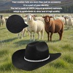 100% Wool Western Cowboy Hat for Men Women Classic Fedora Hat Felt Cowgirls Hats with Three-Row Crystal Decorative Bands (US, Alpha, Medium, Large, Black-D)