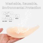 Meigry Nipple Covers for Women Strapless Sticky Bra Push UP Adhesive Pasties Silicone Reusable, 1 Pairs Creme