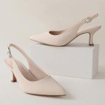 Ankis Slingback Heels for Women Closed Toe Women's Pumps Kitten Heel Wedding Party Casual Dress Shoes