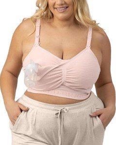 Kindred Bravely Sublime Pumping Bra Hands Free, Adjustable Pumping & Nursing Bra with EasyClip for All Breast Pumps (Pink Heather, 2X Super Busty)