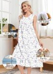 IZZY + TOBY Gown For Women Sleeveless Cotton Nightgowns S-XXXL Soft Nightgowns For Women Purple Flower