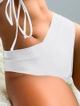 Fanuerg Women's Bikini Bottom Cross V Cut Front Swimsuit Full Coverage Swim Bathing Suit Bottoms White XS