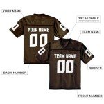 Custom Football Jersey Brown Jerseys Football Uniform Shirts Personalized Team Name Number Fans Gift Men Women Youth S-7XL