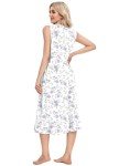 IZZY + TOBY Gown For Women Sleeveless Cotton Nightgowns S-XXXL Soft Nightgowns For Women Purple Flower