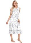 IZZY + TOBY Gown For Women Sleeveless Cotton Nightgowns S-XXXL Soft Nightgowns For Women Purple Flower