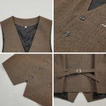 Men's 4 Piece 1920s Suit One Button Vintage Suit,Jacket Vest Pants with Hat(L,Z3727BN)