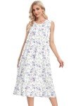 IZZY + TOBY Gown For Women Sleeveless Cotton Nightgowns S-XXXL Soft Nightgowns For Women Purple Flower