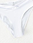 Fanuerg Women's Bikini Bottom Cross V Cut Front Swimsuit Full Coverage Swim Bathing Suit Bottoms White XS