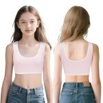 SIAEYINFY Girls Bra, 4PCS Girls Training Bra Cotton Bralette Seamless Cami Crop Bras (US, Age, 8 Years, 4 Packs Style D)