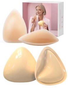 ENBAB Sticky Bra Push Up Inserts Set - Reusable Double Sided Adhesive Bra Pads with Triangle Nipple Covers, Invisible Waterproof Padding for Bikini, Sports Bras & Swimwear Beige