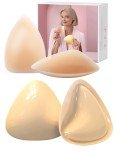 ENBAB Sticky Bra Push Up Inserts Set - Reusable Double Sided Adhesive Bra Pads with Triangle Nipple Covers, Invisible Waterproof Padding for Bikini, Sports Bras & Swimwear Beige