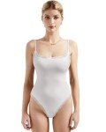 SUUKSESS Women Square Neck Lace Bodysuit Double Lined Sleeveless Spaghetti Strap Tank Top (Snow White,XS)