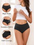 HOHOCHIN Women's Seamless Underwear High Waisted Tummy Control No Show Panties Full Coverage Stretch Briefs 4 Pack (US, Alpha, Small, Regular, Regular, D-4 Pack-2 Color)