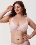 DELIMIRA Women's Confishape Balconette Bra Supportive Full Coverage Plus Size Bras Underwire Unlined Scoop Neck Gentle Rose 42D