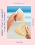 ENBAB Sticky Bra Push Up Inserts Set - Reusable Double Sided Adhesive Bra Pads with Triangle Nipple Covers, Invisible Waterproof Padding for Bikini, Sports Bras & Swimwear Beige