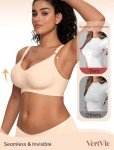 Vertvie Womens Wireless Bras No Underwire Push Up Bra Seamless Supportive Full Coverage Everyday Bras Regular and Plus Size (Nude,3X-Large Plus)