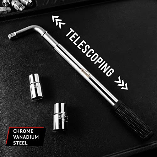 EPAuto Telescoping Lug Wrench with CR-V Sockets