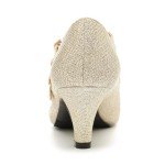 omthaka Women's Kitten Heels Mary Jane Shoes Round Toe Low Heels D'Orsay Dressy Wedding Office Work Pumps Gold Glitter-US7