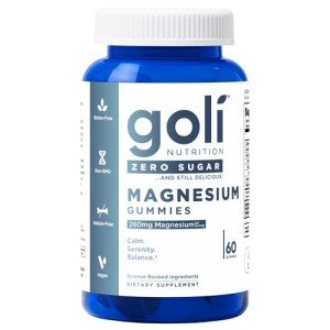 Zero Sugar Goli Magnesium Gummies - 260mg Magnesium, Vitamin D, No Artificial Sweeteners, No Sugar Alcohols. Gelatin-Free, Gluten-Free, Vegan & Non-GMO (1)