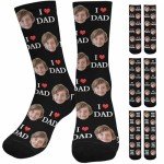 Artsadd Custom Face Socks with Pictures for Men Dad Gifts, Personalized Socks with Photos Customized Unisex Funny Crew Sock with Picture Father's Day Birthday Gifts for Dad Father Grandpa Husband