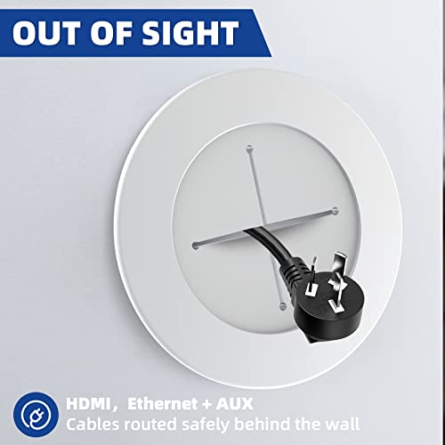 TV Wire Hider Kit for Wall Mount TV, White in Wall Cable Management Kit, Includes 2 Pass Throughs and Hole Saw Drill Attachment for Easy Install