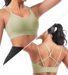 ULTREAGLE Strappy Sports Bras for Women - Open Back Padded Yoga Gym Bra Low Impact Womens Workout Tops