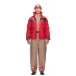 EraSpooky Men's Firefighter Costume Novelty Adult Fireman Uniform with Helmet Multicoloured