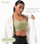 ULTREAGLE Strappy Sports Bras for Women - Open Back Padded Yoga Gym Bra Low Impact Womens Workout Tops