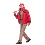 EraSpooky Men's Firefighter Costume Novelty Adult Fireman Uniform with Helmet Multicoloured