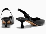 Coutgo Womens Slingback Low Kitten Heels Closed Pointed Toe Pumps D’Orsay Sexy Office Dress Shoes, Polish Black, Size 6