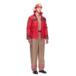 EraSpooky Men's Firefighter Costume Novelty Adult Fireman Uniform with Helmet Multicoloured