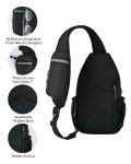 WATERFLY RFID Crossbody Sling Backpack Sling Bag Travel Hiking Chest Bag Daypack