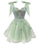 TRHTX A-line Champagne Homecoming Dress 2025 3D Butterfly Short Cocktail Dresses Tie Strap Party Gowns Petite Size 0
