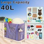 Fammart Mesh Beach Bag, Large Beach Tote with Top Zipper Closure & 8 Pockets Toys Pool Bag Family Vacation Cruise Essentials