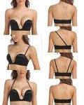 DotVol Women's Multiway Deep U Plunge Padded Push Up Convertible Bra(Black,36DD)