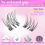 Wispy Lash Clusters Natural Eyelash Clusters Invisible Thin Band 8-16mm Cluster Eyelash Extension DIY Lash Extensions with D Curl-Wide Span Individual Lashes by WTVANE