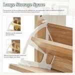 47" Fluted Large Shoe Cabinet with 4 Flip Drawers, Slim Freestanding Shoe Cabinet Organizer, Narrow Shoes Storage Rack for Entryway (Natural, 9.45" D x 47.24" W x 35.83" H)