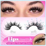 Yawamica Lash Extension Kit Wispy Lash Clusters 12-18mm with 14-20mm Spikes and 5-7mm Bottom Lashes DIY Manga Cluster Eyelash Extensions D Curly Waterproof Lashes Clusters Kit with Bond and Seal