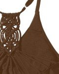 Holipick Tankini Top for Women V Neck Tummy Control Swim Top Ruched Bathing Suit Top Only No Bottom Brown