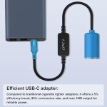 J&D USB C Male to 12V Car Cigarette Lighter Socket Female Converter Cable, 12V 18W Power Cable for Dash Cam, GPS, Car LED Light Strips, Blue, 1 ft