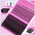 Yawamica Lash Extension Kit Wispy Lash Clusters 12-18mm with 14-20mm Spikes and 5-7mm Bottom Lashes DIY Manga Cluster Eyelash Extensions D Curly Waterproof Lashes Clusters Kit with Bond and Seal