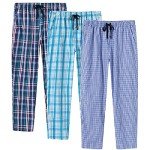 MoFiz Men's Pajama Pants Soft Sleep Pajama Bottoms Lightweight Cotton Lounge Pants with Pockets 3 Pack Large
