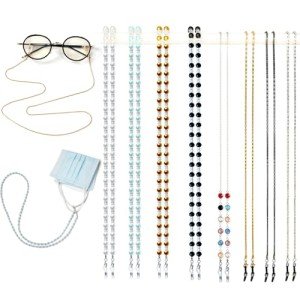 Damanse Eyeglass Chain,8 Pcs Beaded Eye Glasses Strap Holders around Neck For Women & Girls, Sunglasses Mask Necklace Lanyard (8pcs-d)