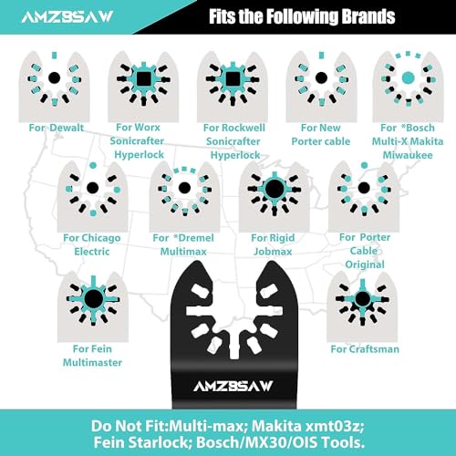 AMZBSAW 16 PCS Titanium Oscillating Saw Blades Metal Cutting, Universal Multitool Blades for Metal Nails Hard Material and Wood Plastic, Multi Tool Blades Kits Fit Dewalt Bosch Worx Milwaukee Ryobi