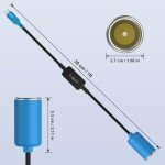 J&D USB C Male to 12V Car Cigarette Lighter Socket Female Converter Cable, 12V 18W Power Cable for Dash Cam, GPS, Car LED Light Strips, Blue, 1 ft