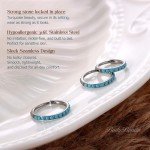 BodyBonita Turquoise Nose Rings Hoops for Women - 316L Surgical Steel Clicker Nose Piercings 20G Segment Cartilage Helix Rook Tragus Conch Daith Earrings Septum Lip Jewelry 7mm Silver