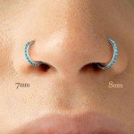 BodyBonita Turquoise Nose Rings Hoops for Women - 316L Surgical Steel Clicker Nose Piercings 20G Segment Cartilage Helix Rook Tragus Conch Daith Earrings Septum Lip Jewelry 7mm Silver